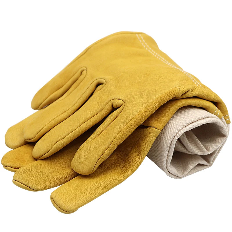 Paire de gants d'apiculture avec manches protectrices, couleur jaune ou blanche